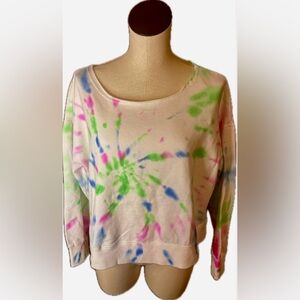 ✨NWT Jenni Intimates Tie-Dye Swirl Cozy Crop Top Oversized Scoop Neck Sweatshirt